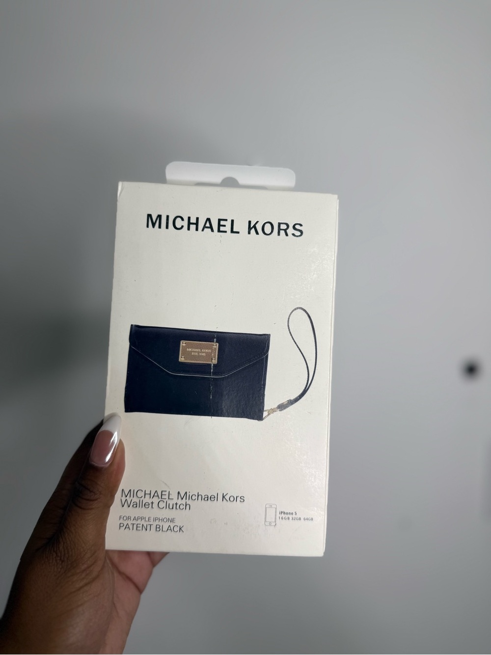 Michael Kors Black Patent Wristlet Wallet with Gold Plaque